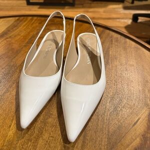 Stuart Weitzman White Patent Leather Slingback Pumps